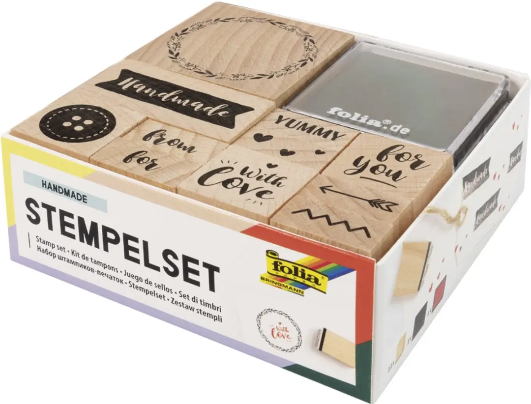 Folia Houten Stempels Set Handgemaakt - 13 Stuks