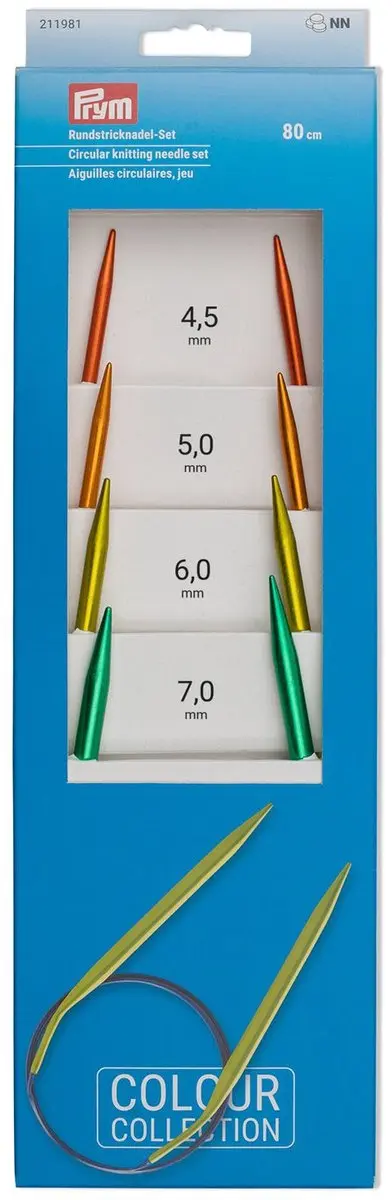 Prym Rondbreinaaldenset 4,5-7mm - 4 Stuks - 80cm - Geel/Groen/Orange/Rood