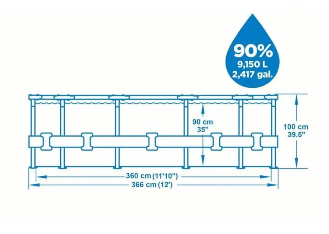 Bestway Steel Pro Max 366cm Zwembad - 9.150L - Blauw