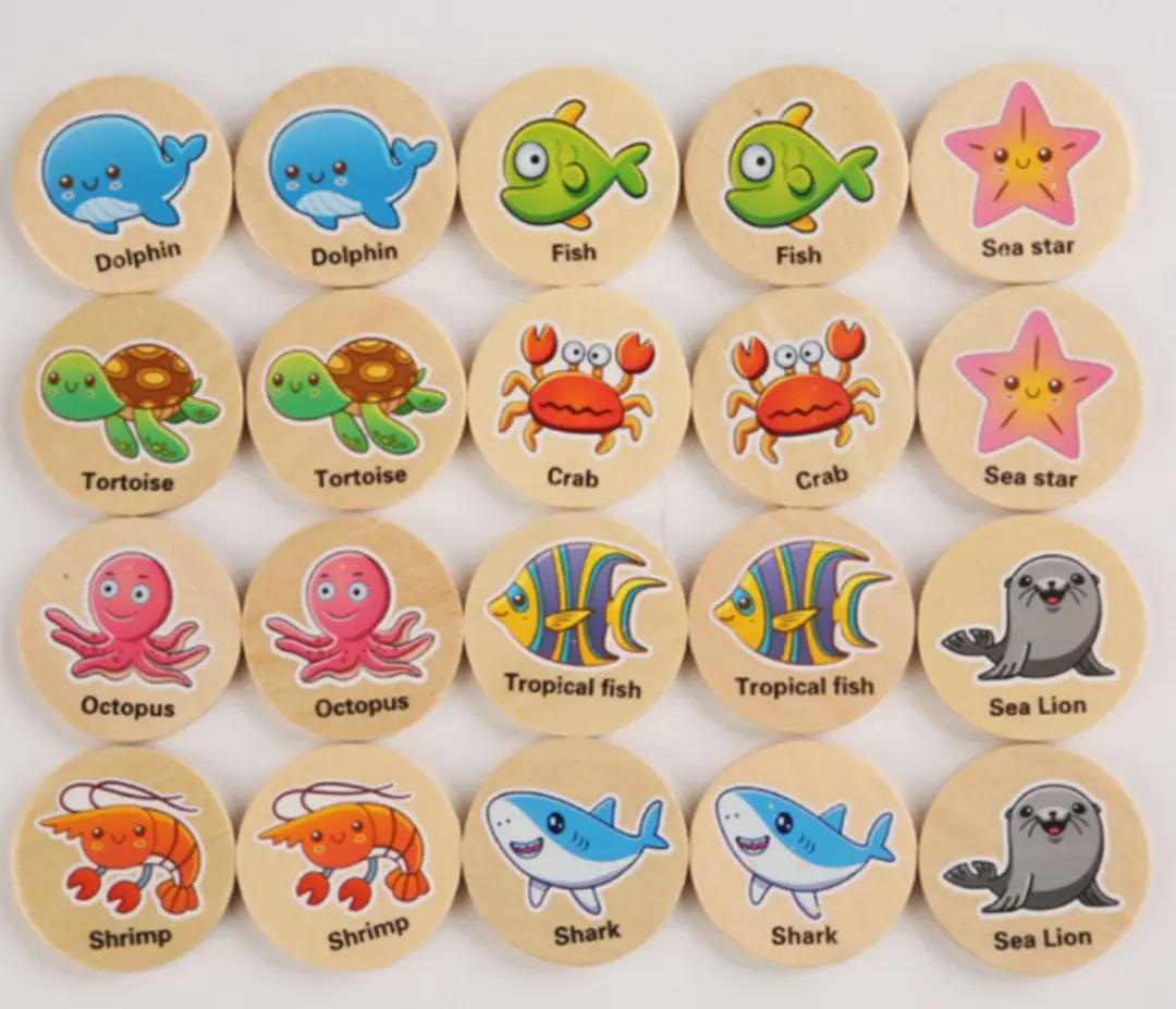 Wooden Toys Geheugen Spel Zeedieren - 20-delig