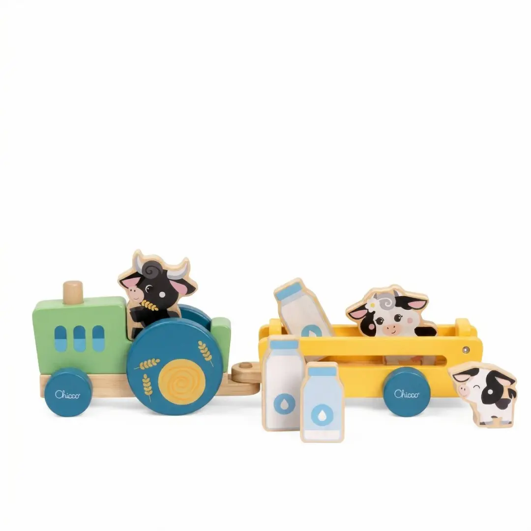 Chicco Houten Koeientraktor met Aanhangwagen - Multicolor