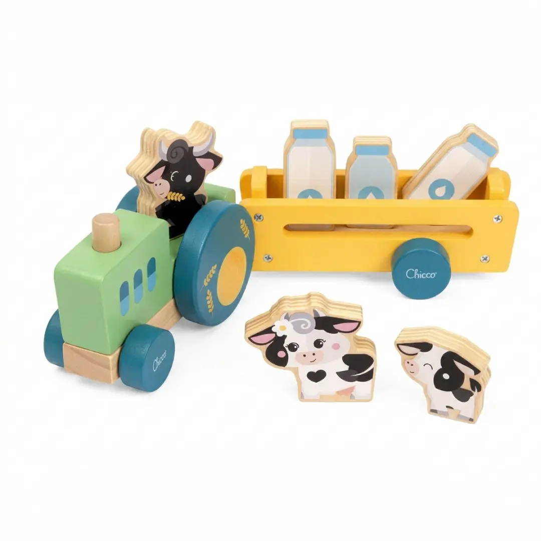Chicco Houten Koeientraktor met Aanhangwagen
