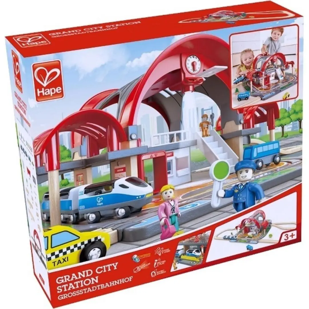 Hape Grand City Station Houten Treinstation 26 Onderdelen - 45+ Kleuren