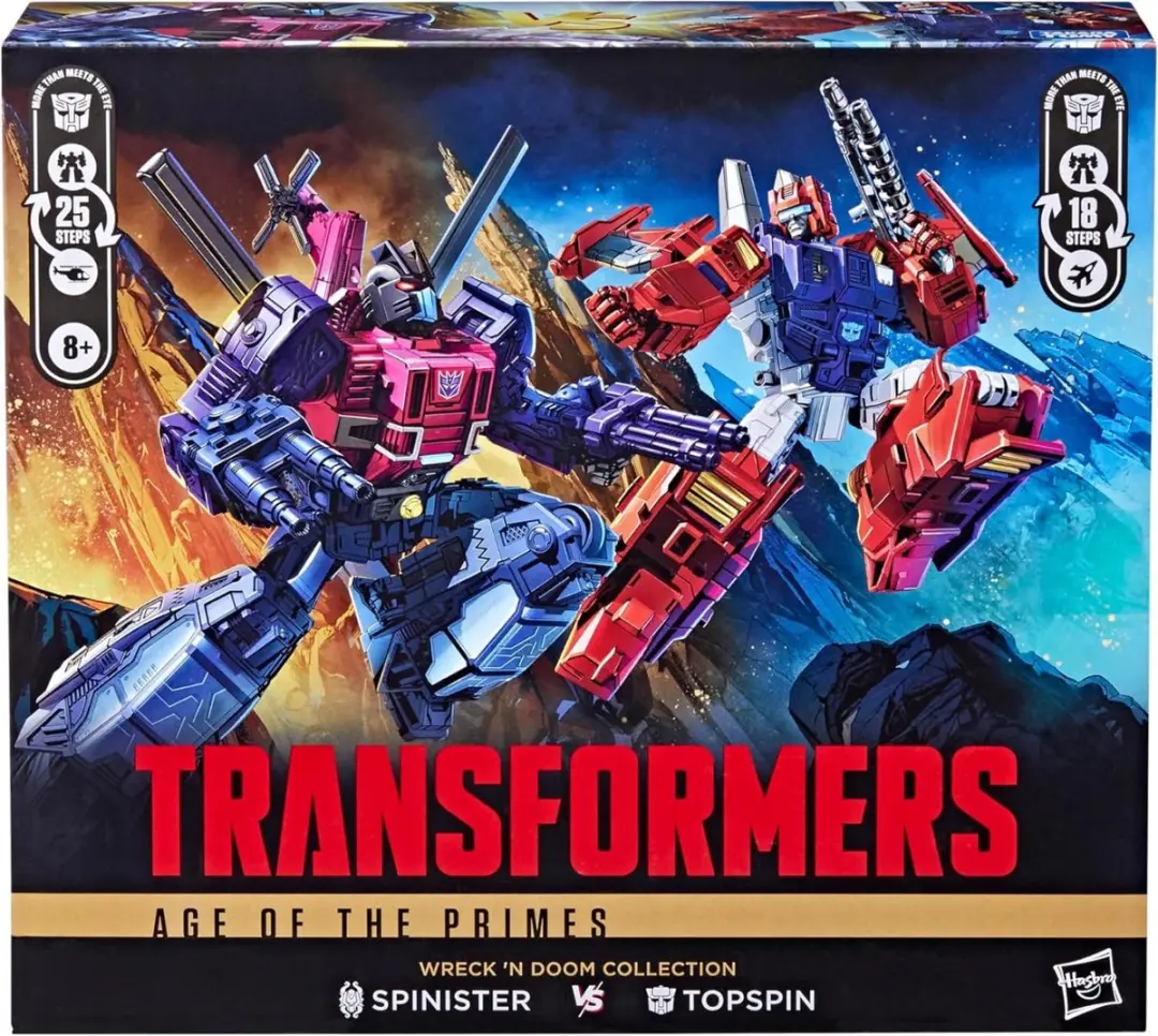 Hasbro Transformers Age of the Primes Wreck 'n Doom Spinister vs Topspin