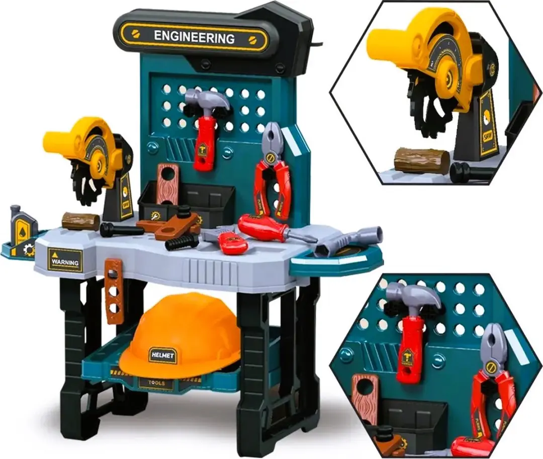 Sako Toys Werkbank met Cirkelzaag - 37-delig Gereedschapset