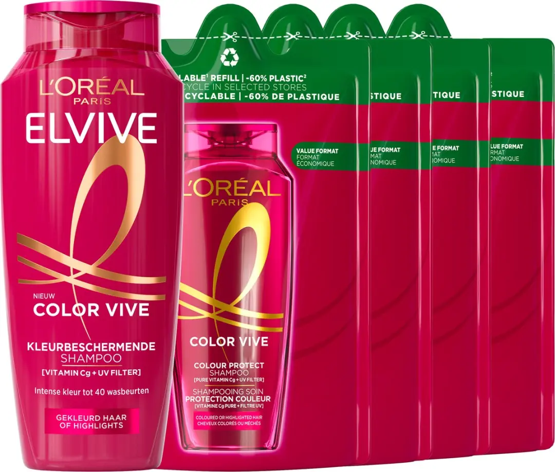 L'Oréal Paris Elvive Color Vive Shampoo Navulverpakking 5x250ml