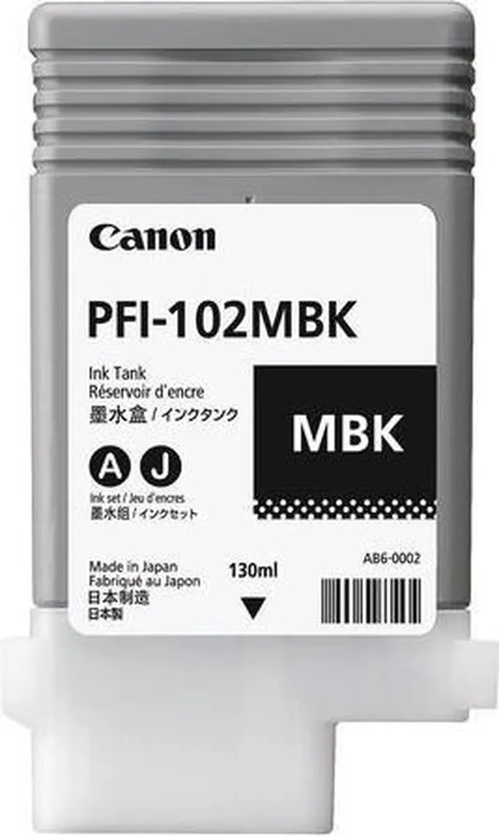 Canon PFI-102BK Inkttank - Mat Zwart