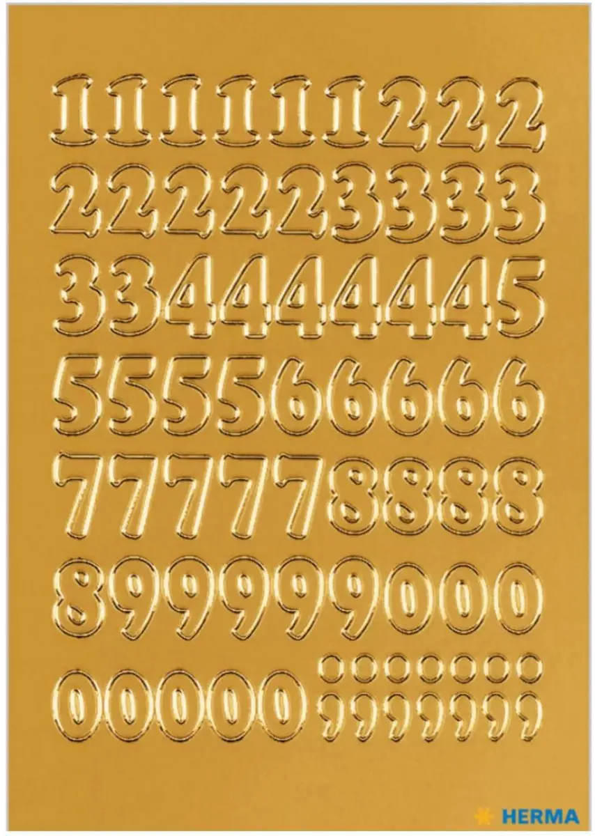 Herma Stickervel Nummers 0-9 - 4 Vellen - Goud - 12mm