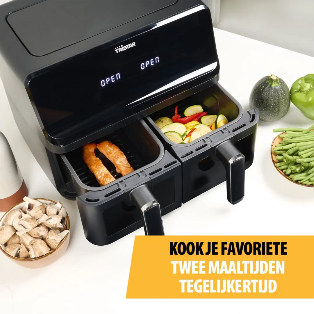 Tristar FR-9037 Double Airfryer XXL 6,2L - 10 Programma's - Zwart