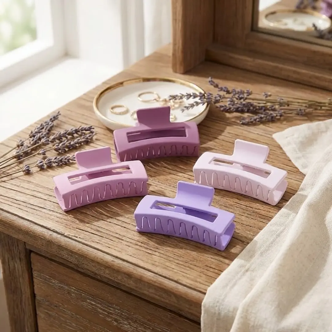 NuveX Haarclips Set - Pastel Roze Paars Wit - 4 Stuks