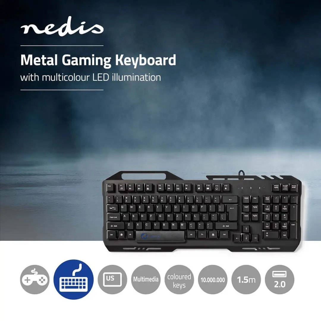 Nedis GKBD200BKUS Bedraad Gaming Toetsenbord - Zwart