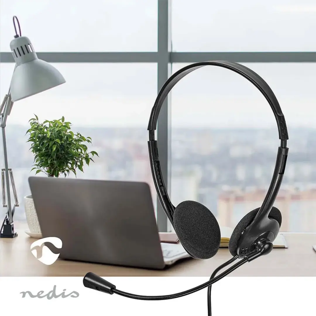 Nedis PC-Headset CHSTU110BK - Stereo - USB-A/USB-C - Opvouwbare microfoon - Zwart