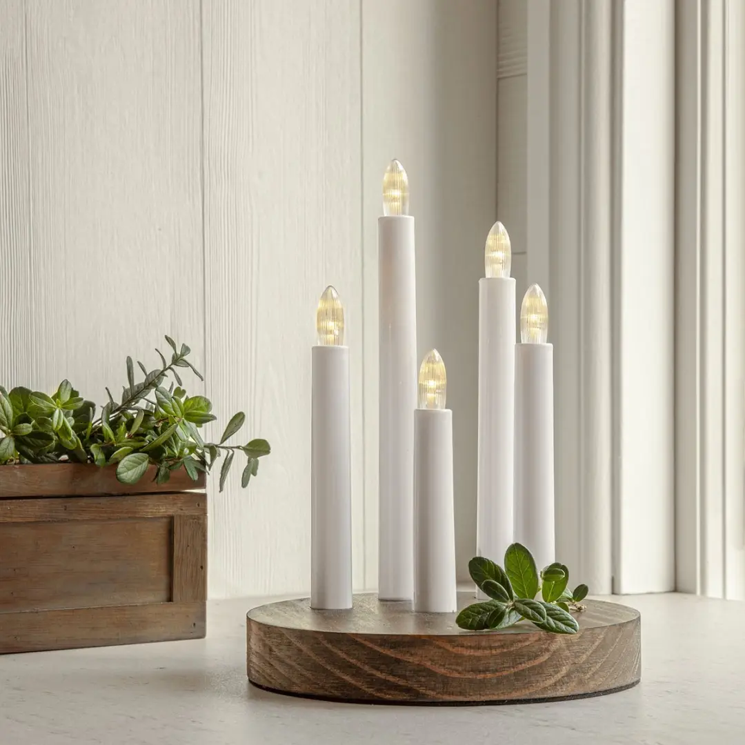 Star Trading Doris Draadloze LED Kandelaar - 5 LED - Bruin - afbeelding 6 van 6
