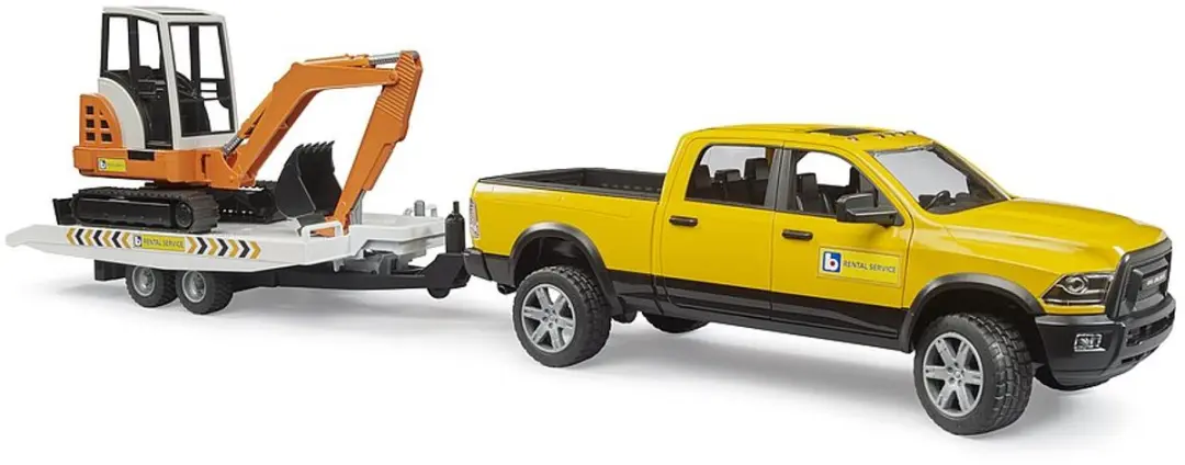 Bruder BF2546 Ram 2500 Power Wagen met Aanhangwagen & Minibagger - Meerkleurig - afbeelding 6 van 6