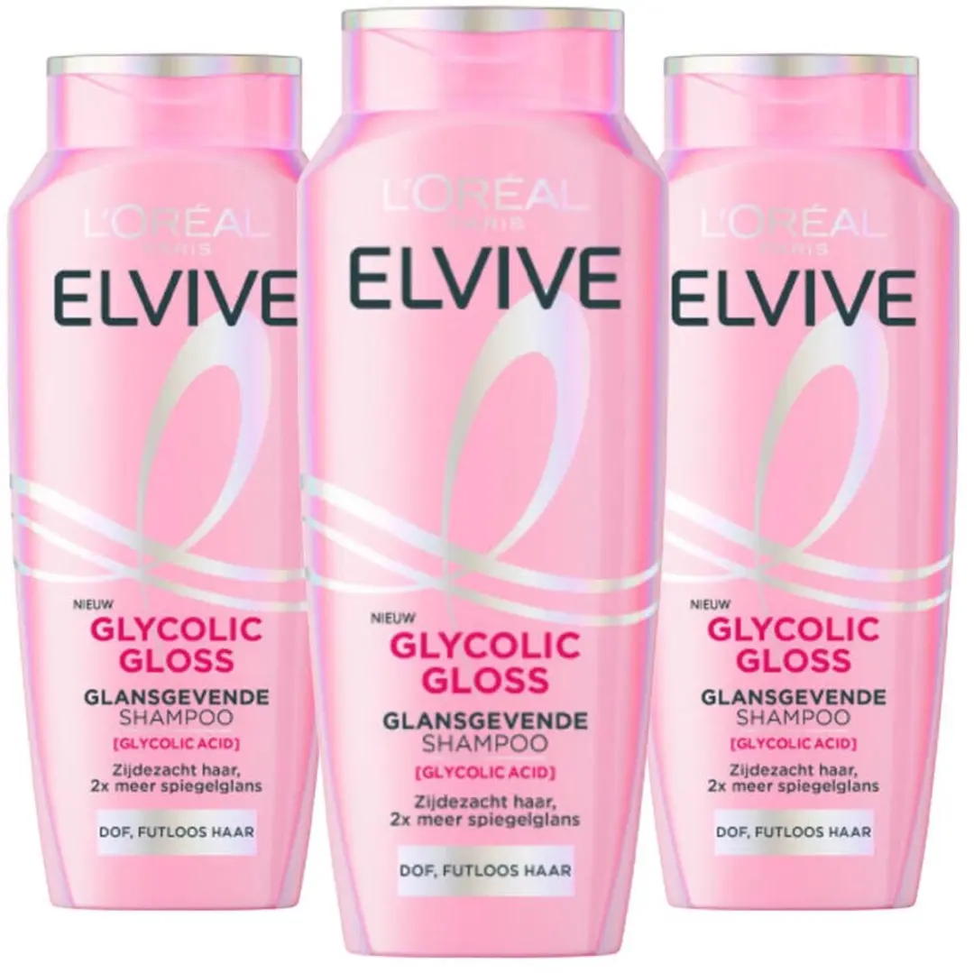 L'Oréal Elvive Glycolic Gloss Shampoo 3x250ml