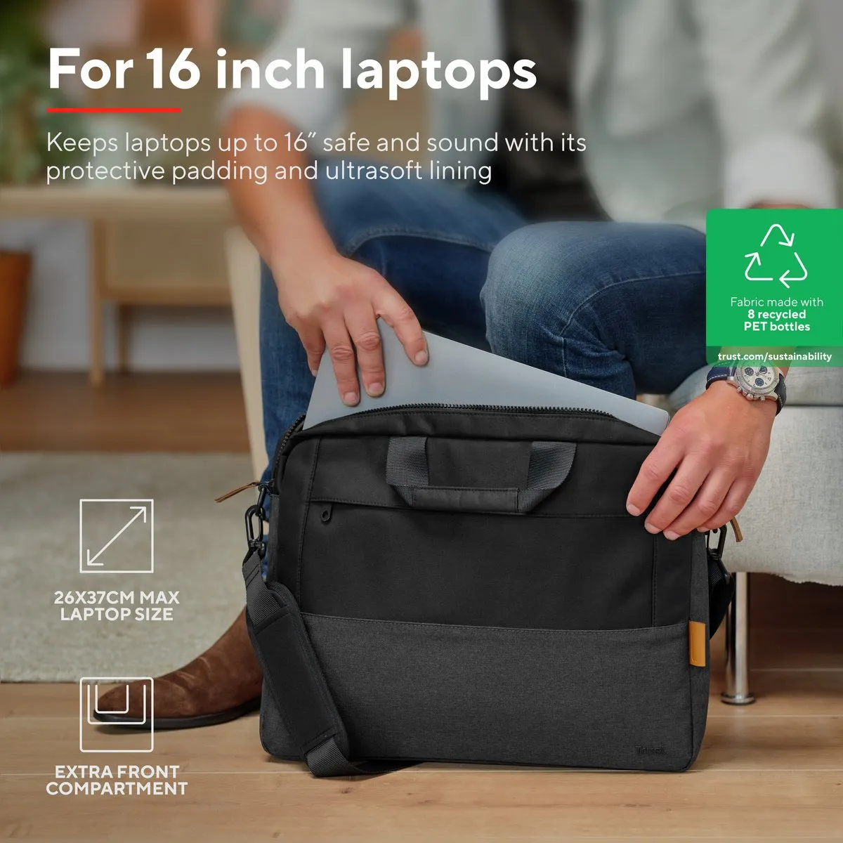Trust Lisboa Laptoptas 16 inch - 25246 - Zwart