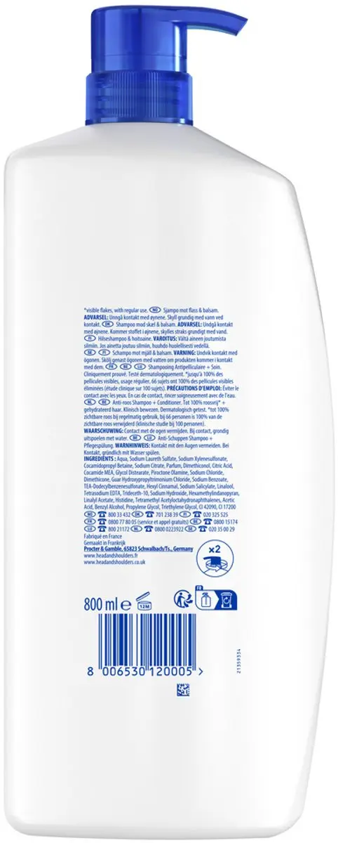 Head & Shoulders Classic 2-in-1 Shampoo & Conditioner 800ml - Pomp