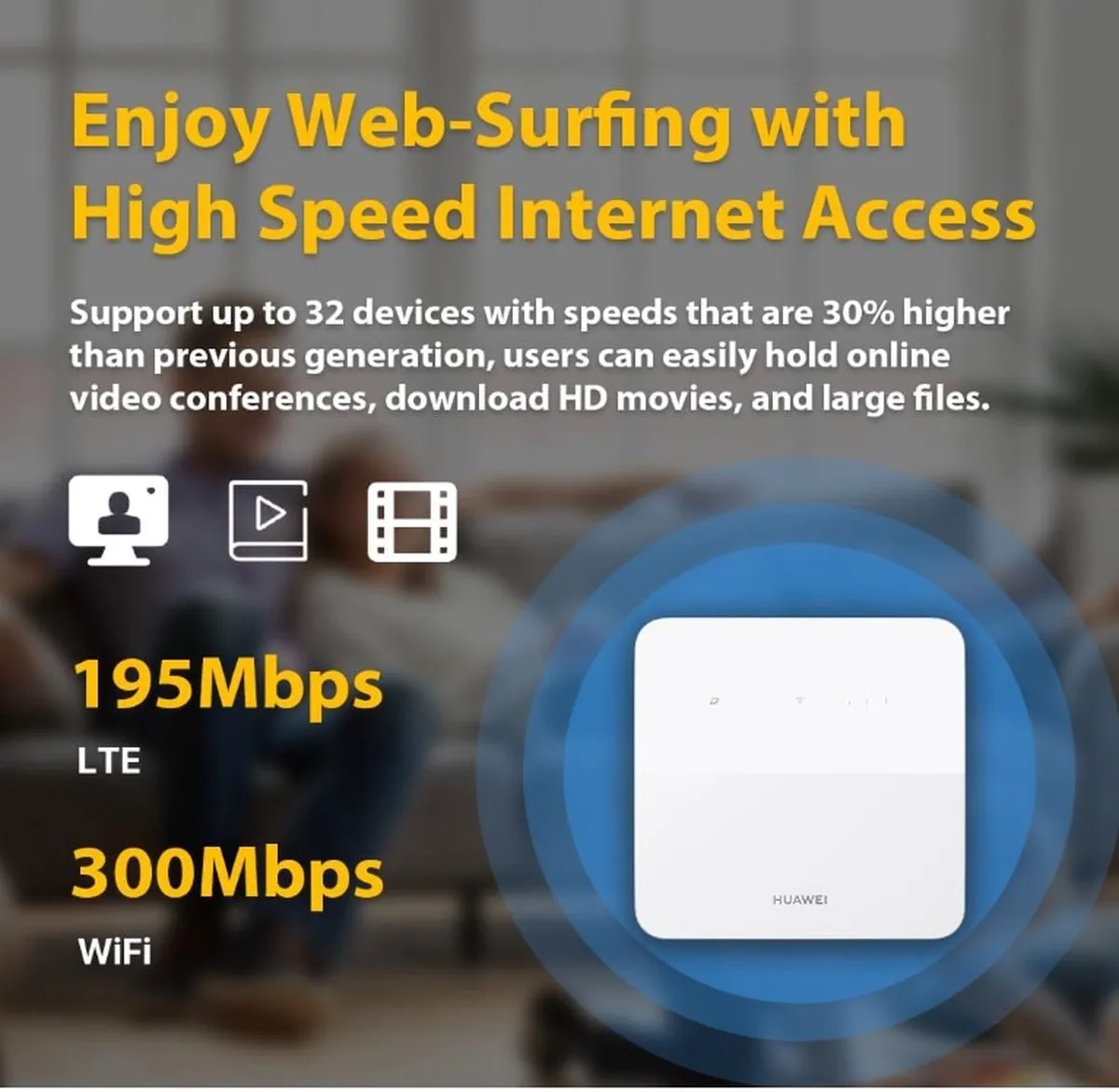 Huawei B320 Mini 4G Router - 32 Gebruikers - Wit
