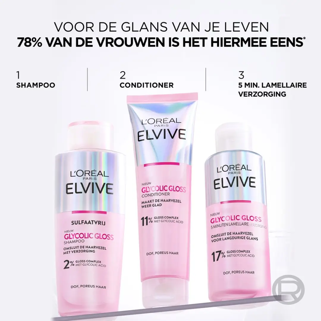 L'Oréal Paris Elvive Glycolic Gloss Shampoo 250ml - 6 Stuks