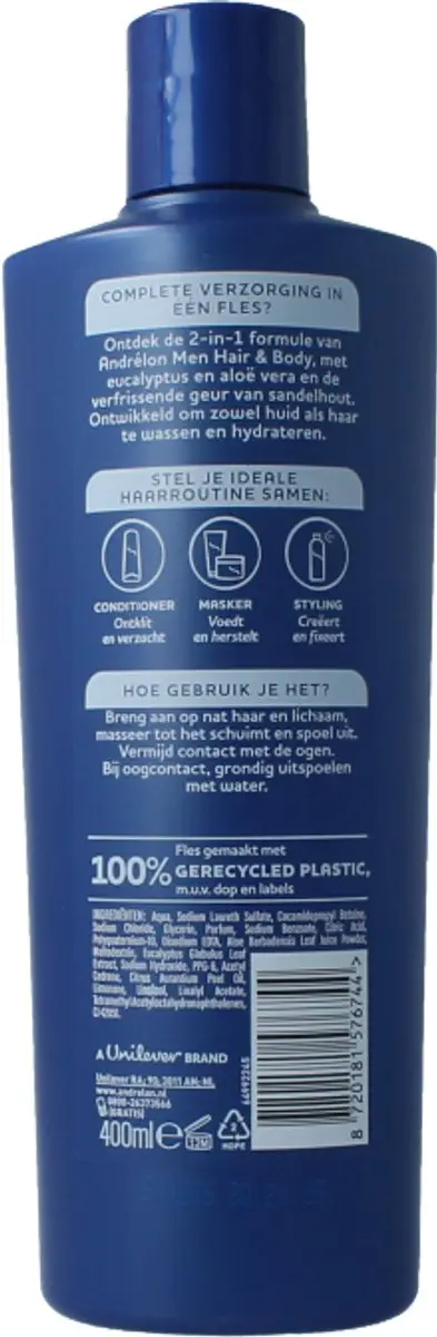 Andrélon Shampoo Hair & Body for Men 400ml