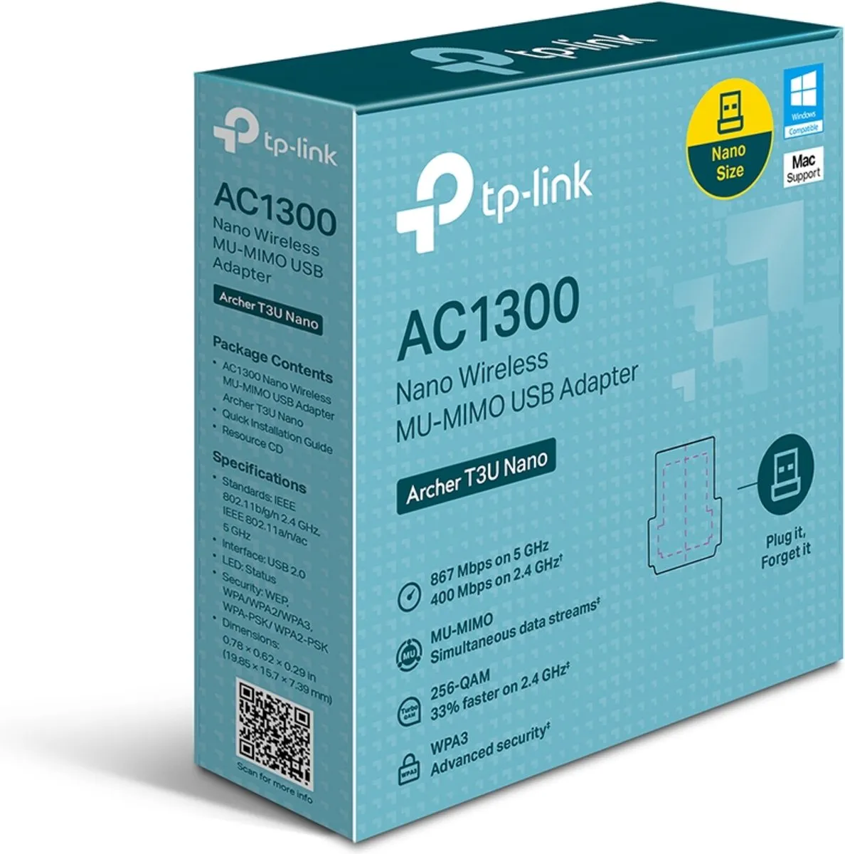 TP-Link Archer T3U Nano USB WiFi-adapter - Zwart