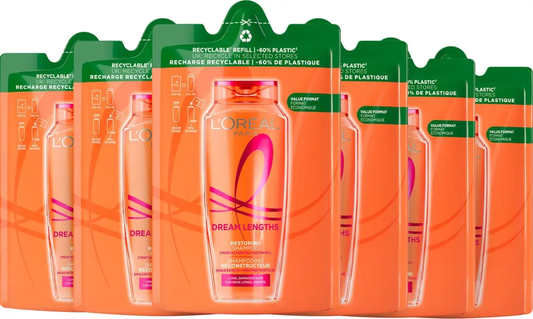 L'Oréal Paris Elvive Dream Lengths Shampoo Hervulverpakking 6x250ml