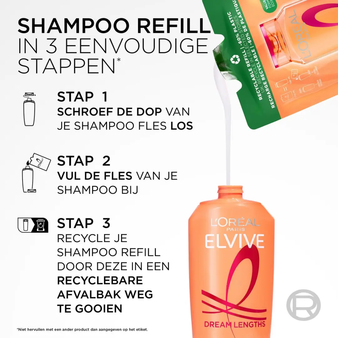 L'Oréal Paris Elvive Dream Lengths Shampoo Hervulverpakking 6x250ml