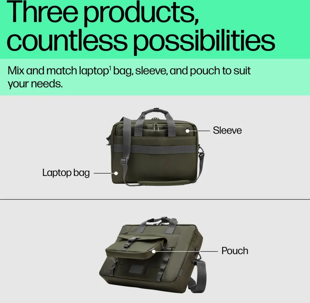HP 9J4C2AA Modular Laptop Tas - 15.6" - 25L - Groen