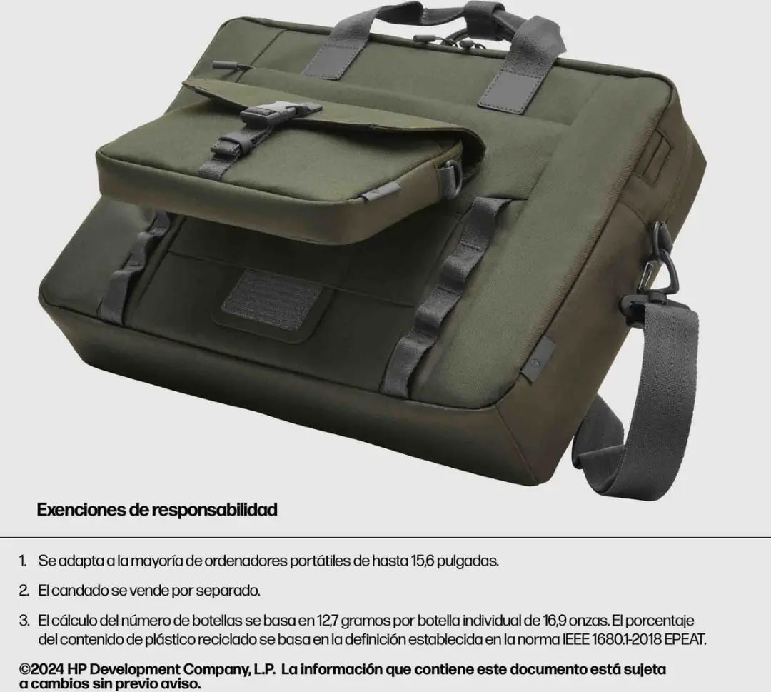 HP 9J4C2AA Modular Laptop Tas - 15.6" - 25L - Groen - afbeelding 6 van 6
