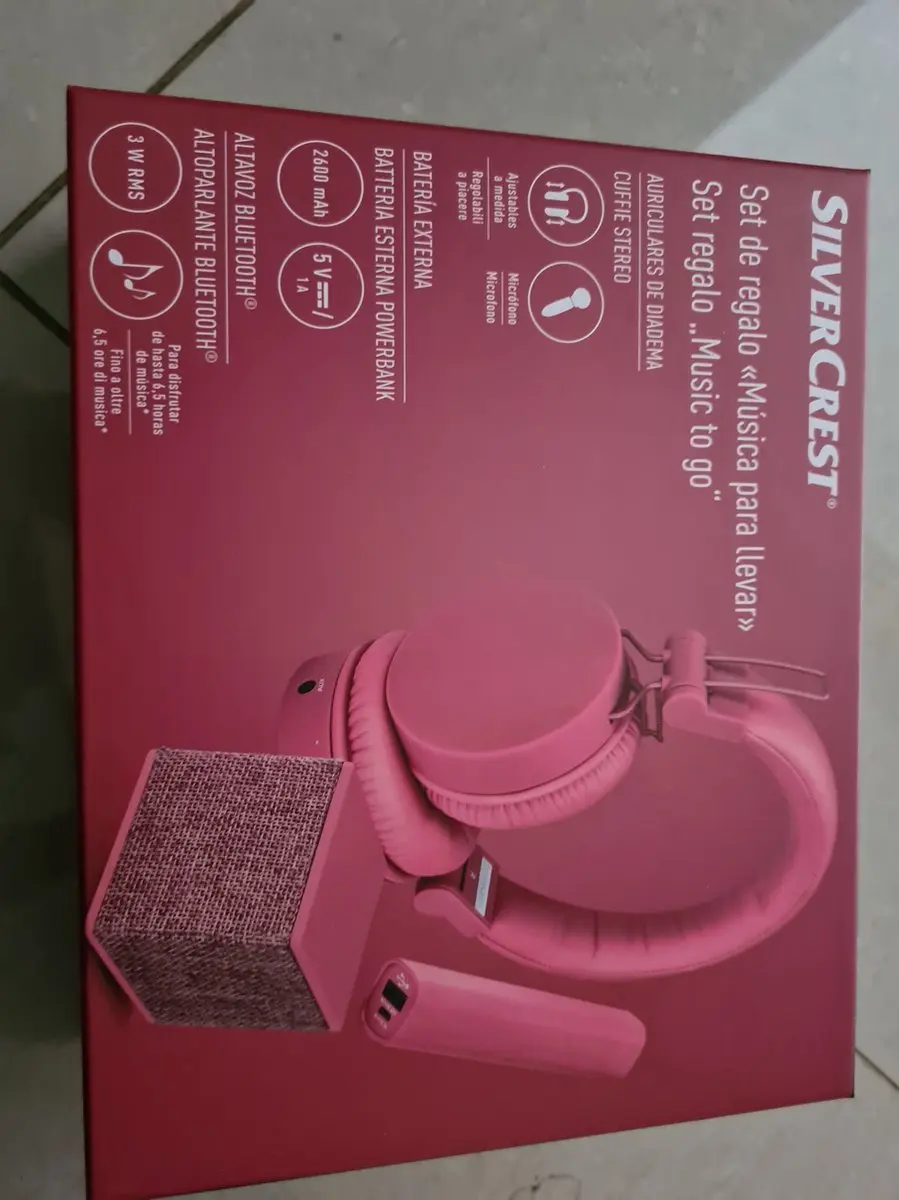 SILVERCREST Geschenkset Roze - Koptelefoon Powerbank Bluetooth Speaker
