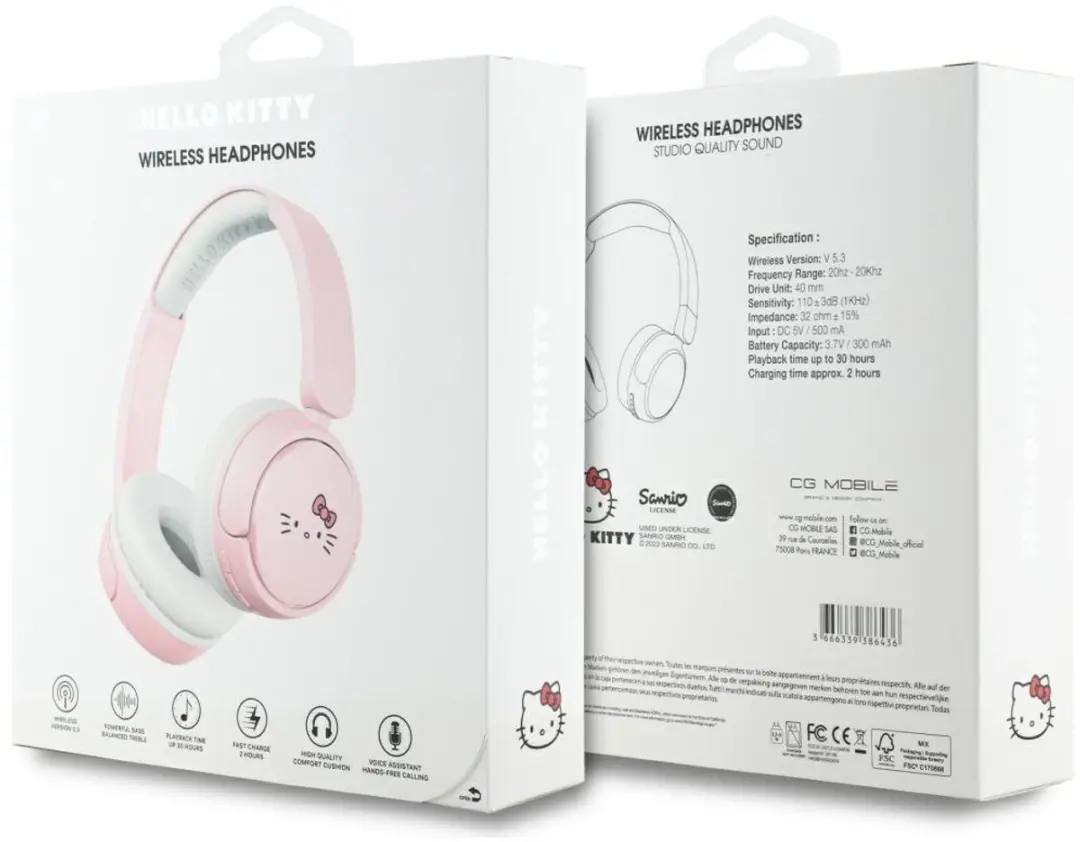 Hello Kitty Bluetooth Hoofdtelefoon 3666339386443 - Roze