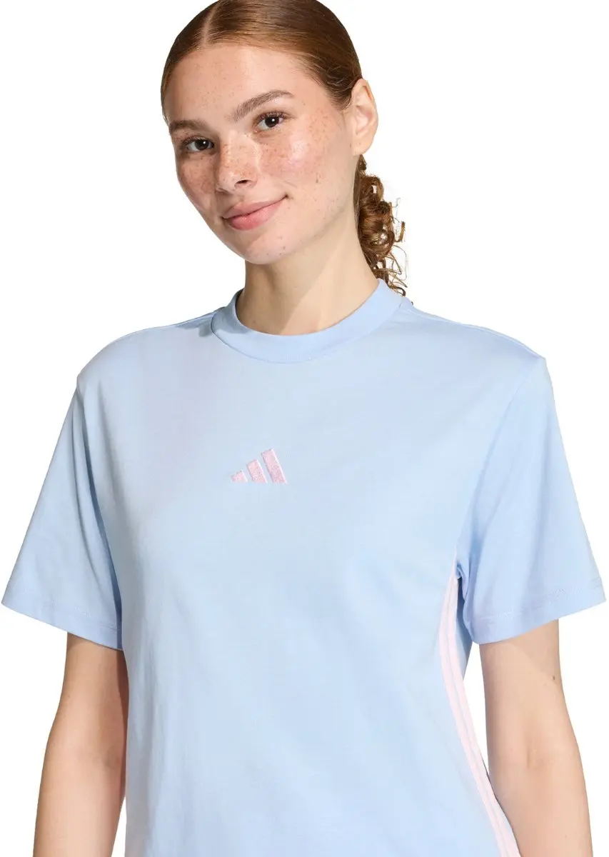 adidas Essentials 3 Stripes T-shirt Dames - M - Blauw