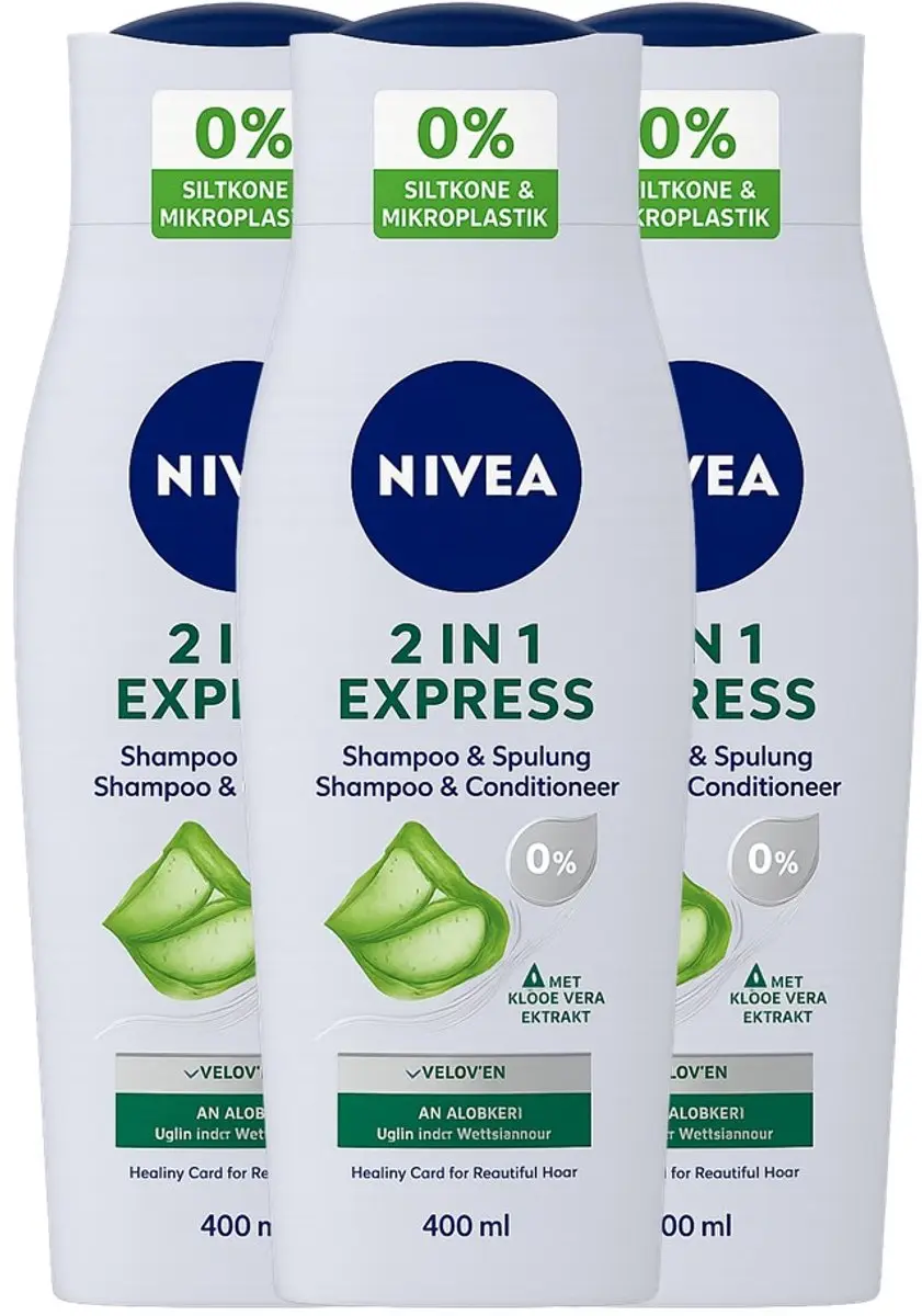 NIVEA 2-in-1 Express Shampoo & Conditioner Aloë Vera 3x400ml