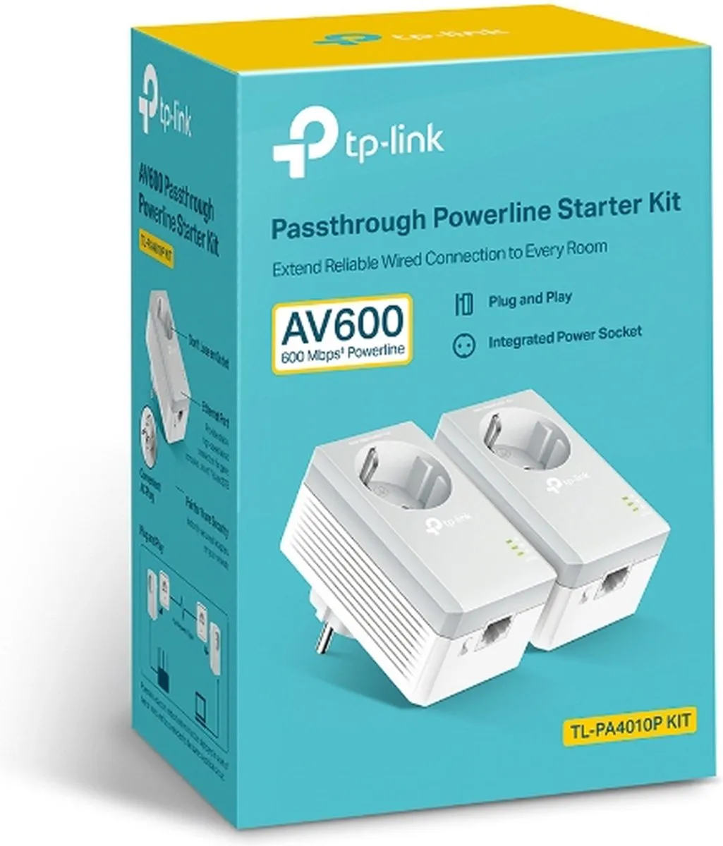 TP-LINK TL-PA4010PKIT-AV500 Powerline adapter met geÃƒÂ¯ntegreerd stopcontact startset