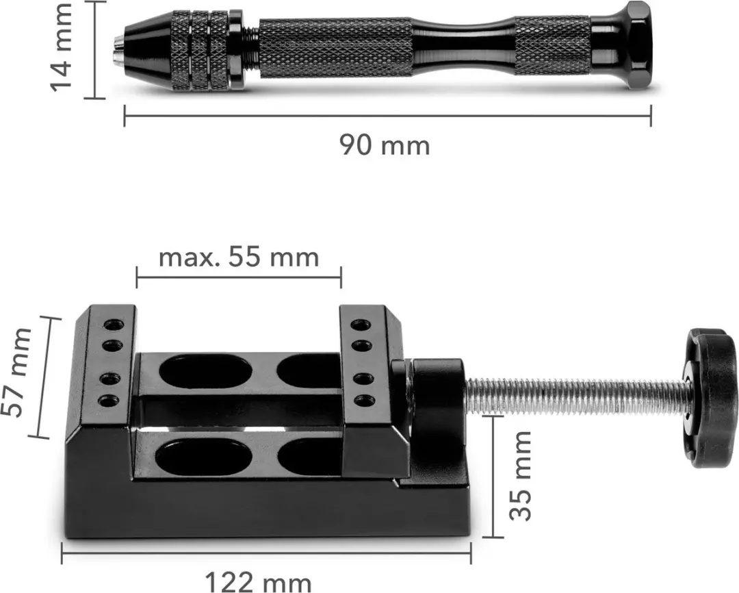 Trotec Handboor-set 37-delig - Zwart