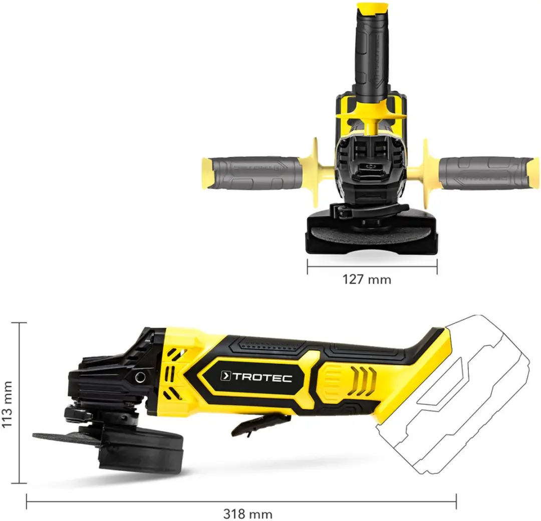 Trotec PAGS 21-115 NB Accu Haakse Slijper 65W - 115mm