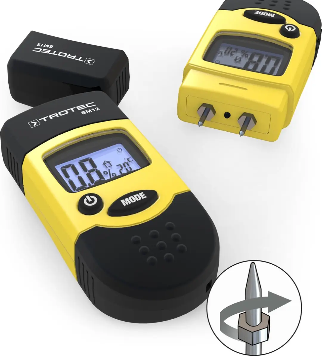 Trotec BM12 Vochtmeter - Hout/Bouw - Staalmeetstift - Zwart Geel