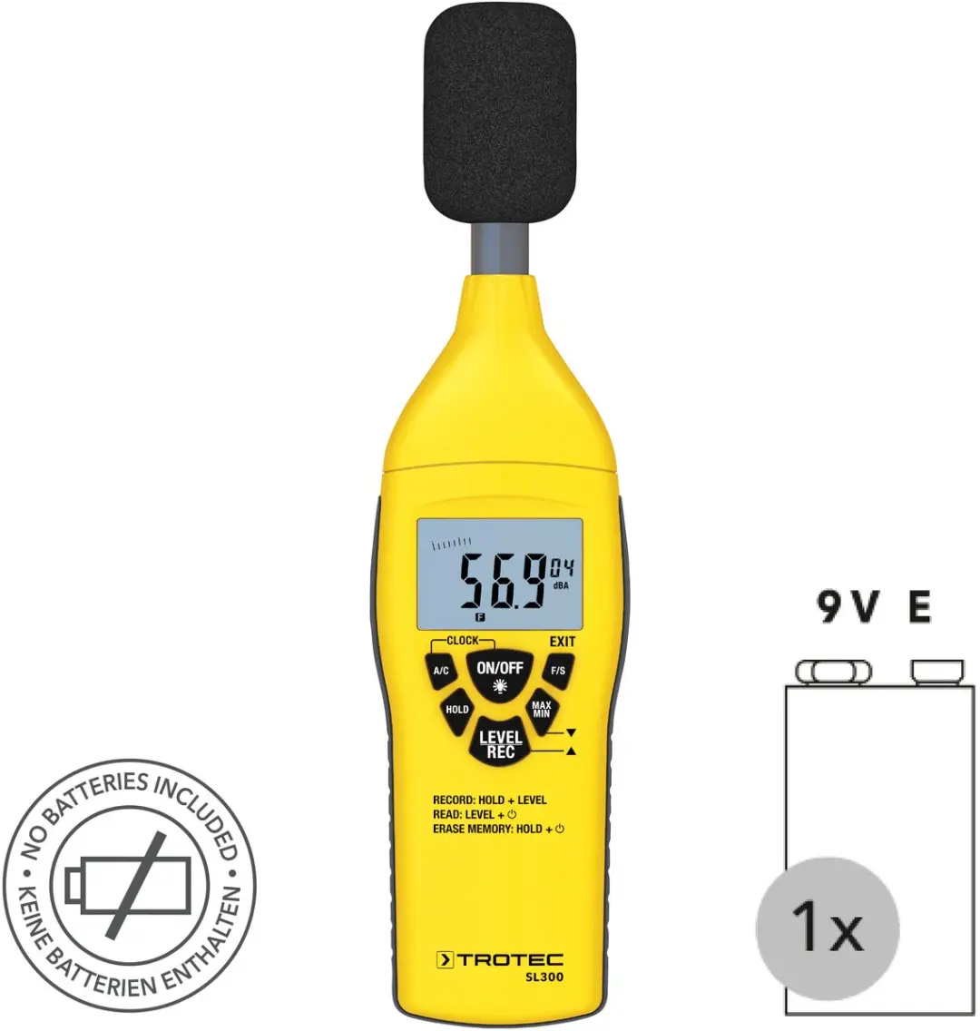 Trotec SL300 Geluidsmeter - Geel/Zwart - afbeelding 6 van 6