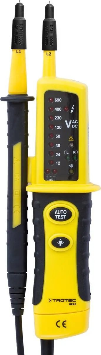 Trotec BE20 Spanningstester - Geel/Zwart