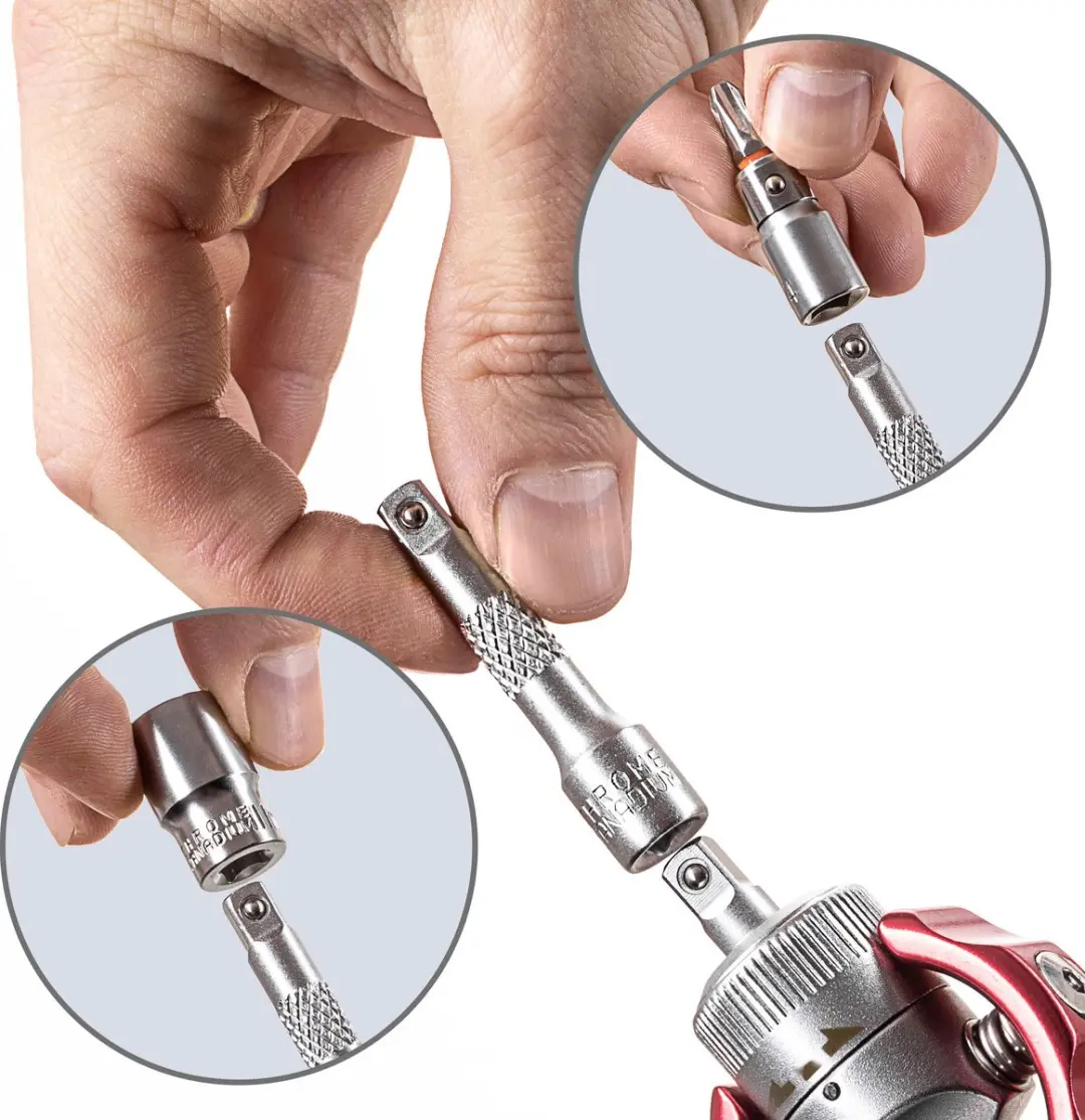 Trotec 40-delige Bit- en Dopsleutelset - Chroom/Rood