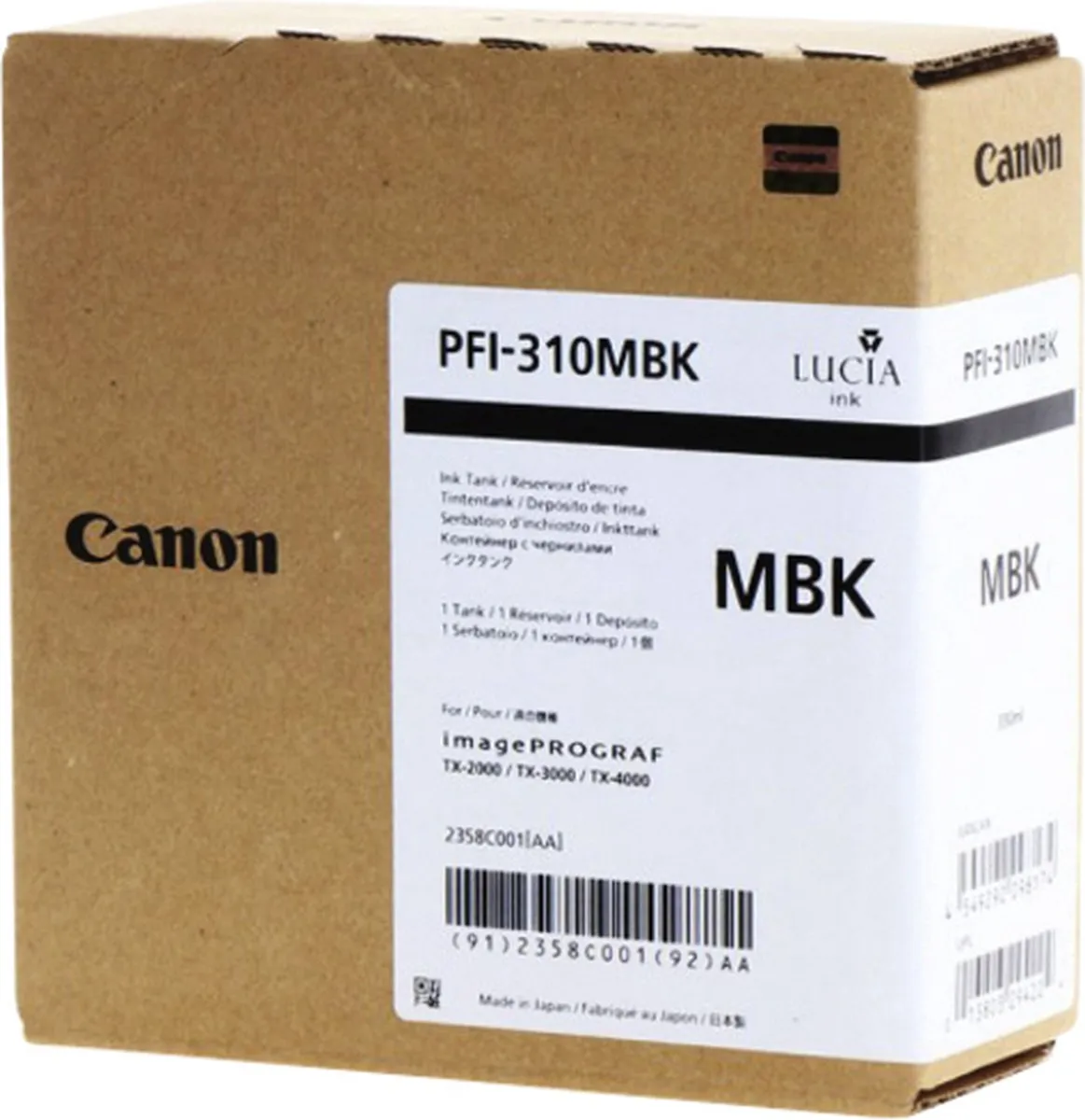 Canon PFI-310MBK Mat Zwart Inktcartridge - 330ml