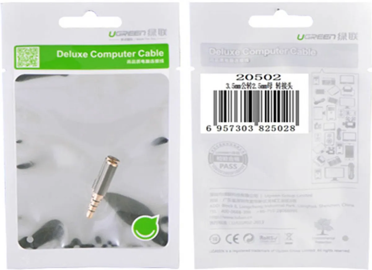 UGREEN 3,5mm naar 2,5mm Audioadapter - Zwart