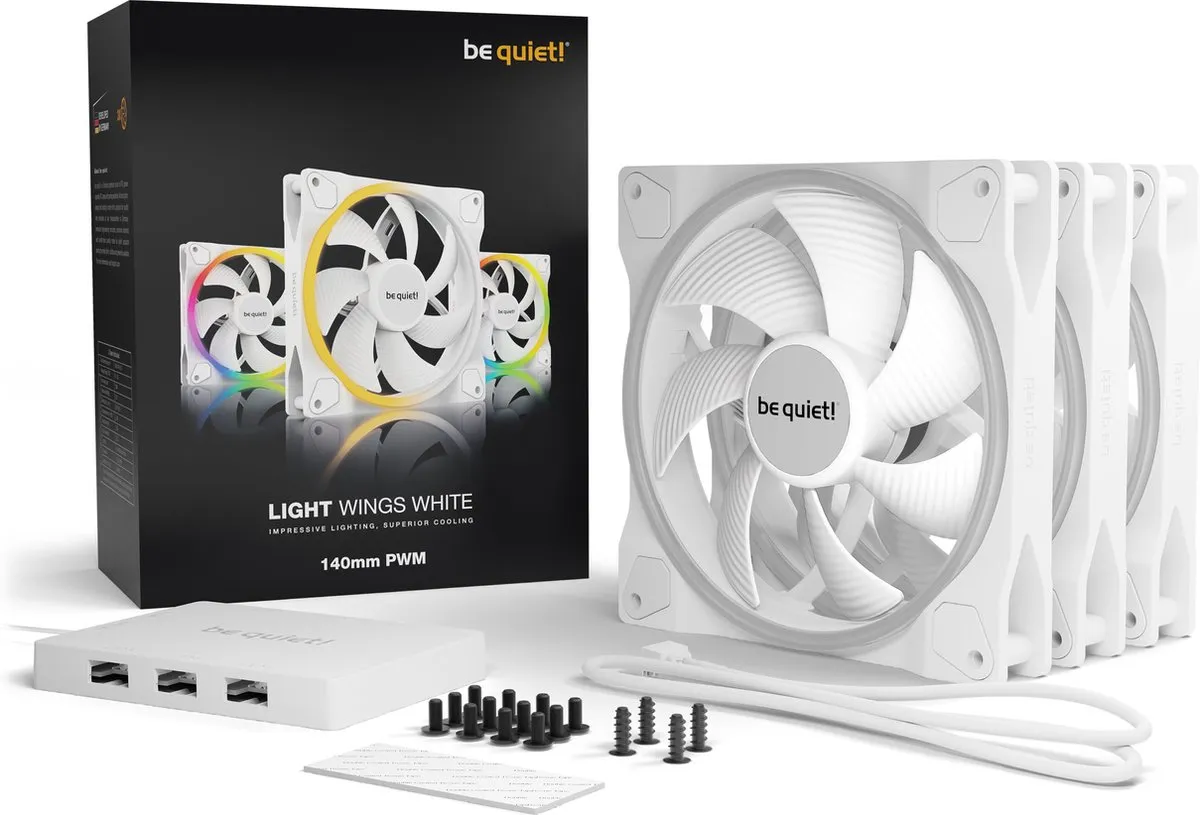 be quiet! LIGHT WINGS BL102 Ventilatoren 140mm - 3 Stuks - Wit