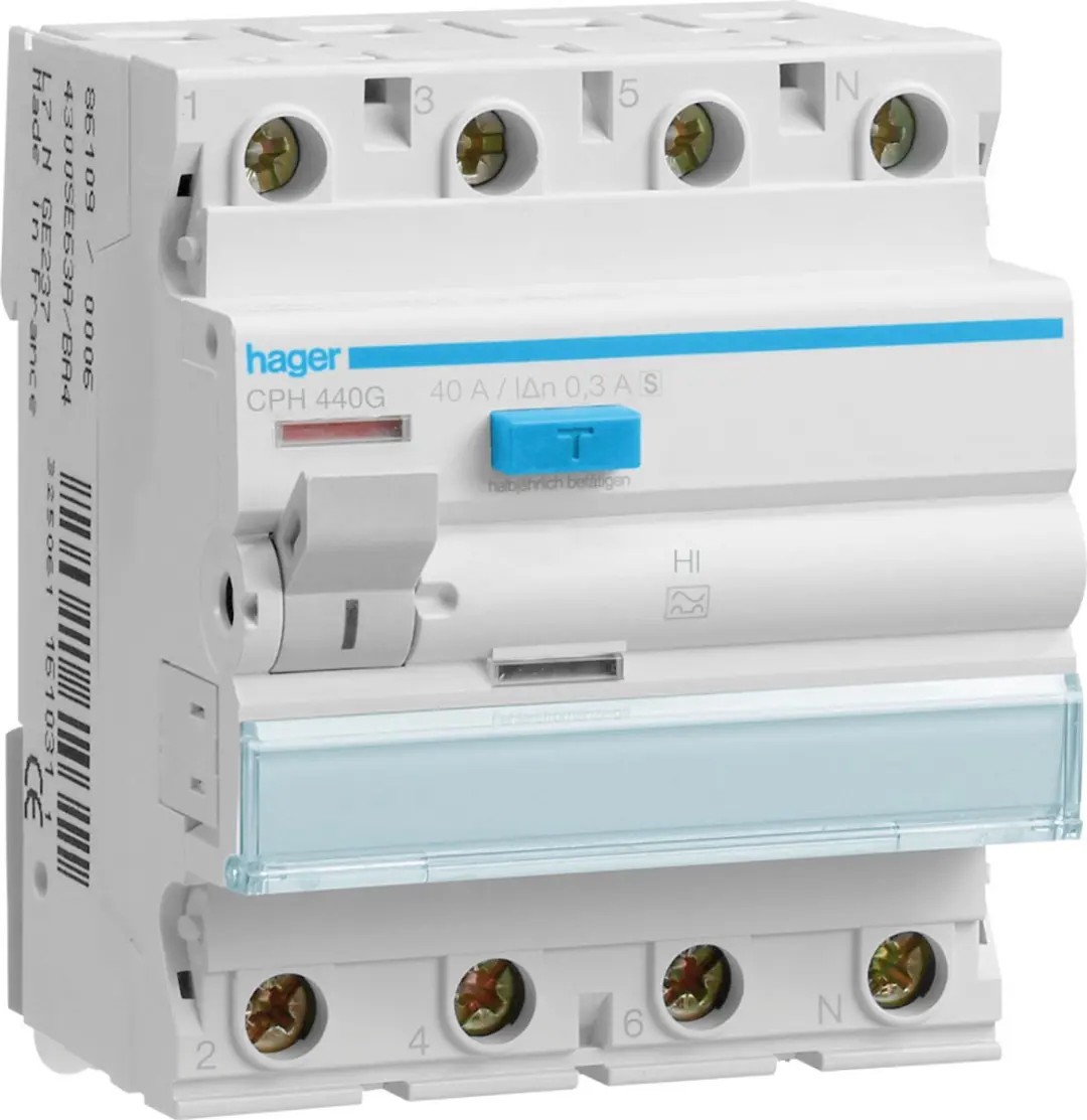 Hager CPH440G LS 4P 40A 300mA Schakelaar