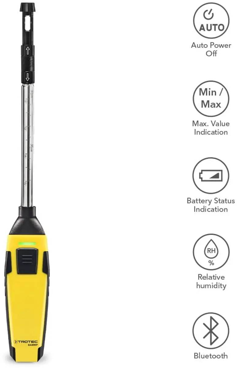 Trotec BA30WP Hittedraad-Anemometer - Handheld - Geel/Zwart