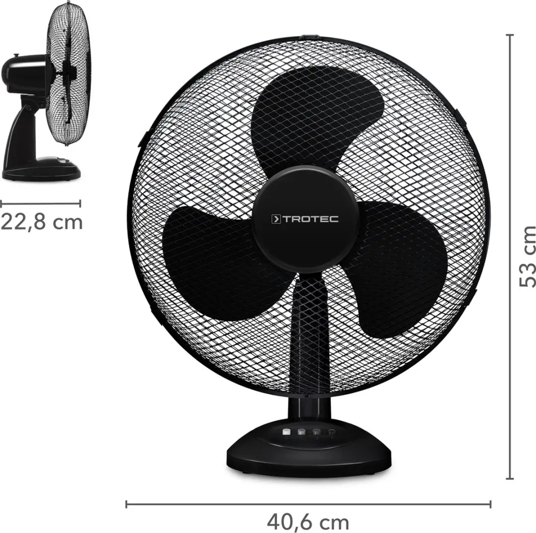 Trotec TVE 18 Tafelventilator - 50W - 40cm - Zwart