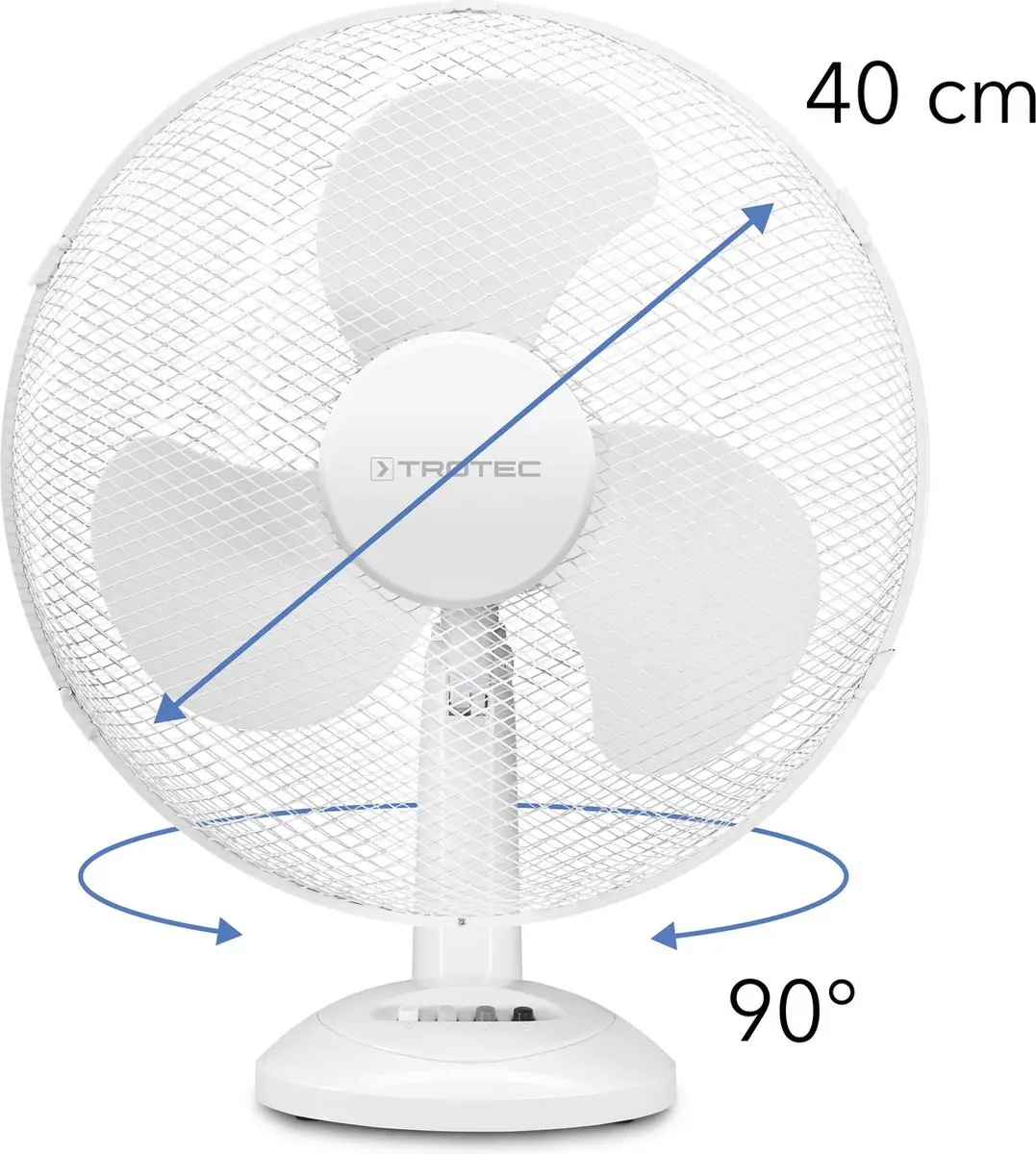 Trotec TVE 14 Tafelventilator 50W - 40cm - 3 Snelheden - Wit