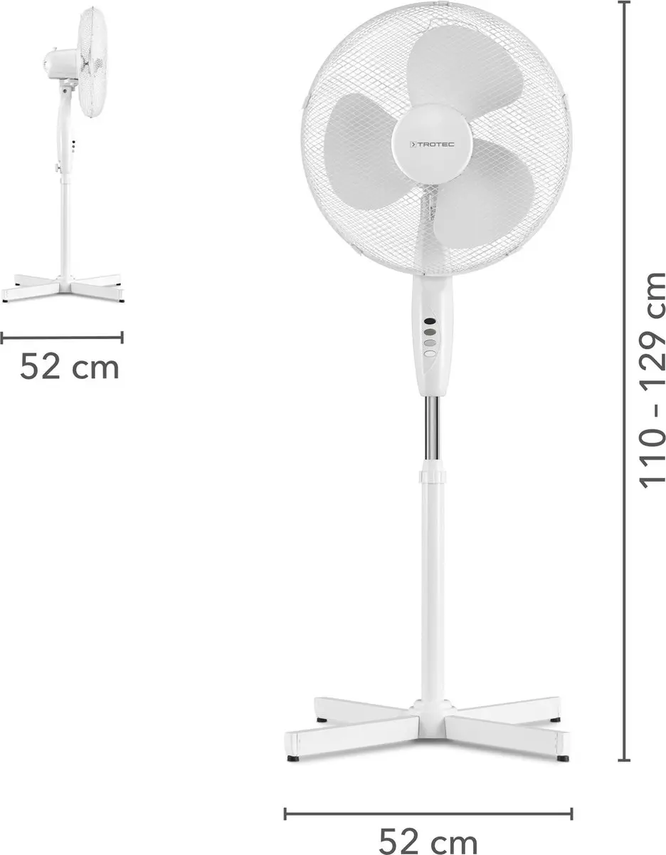Trotec TVE 16 Statiefventilator - 50W - 400mm - 3 standen - afbeelding 3 van 6