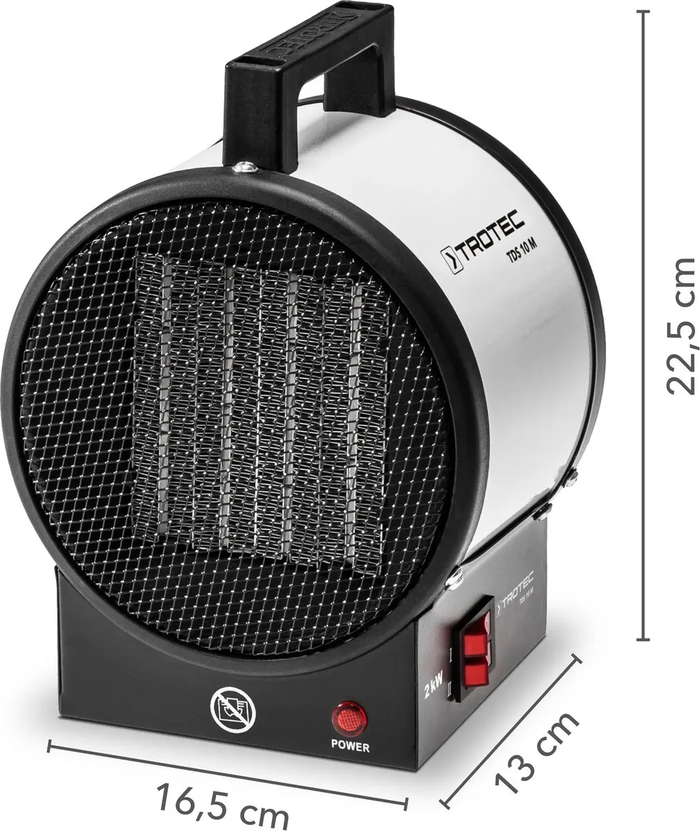 Trotec TDS 10 M Elektrische Kachel 2000W - Staand - Zwart/wit