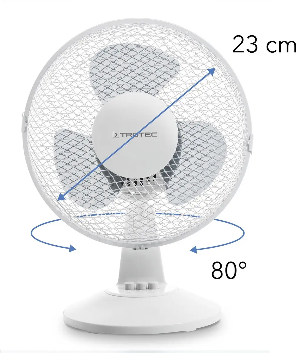 Trotec TVE 10 Tafelventilator - 25W - 23cm - Wit